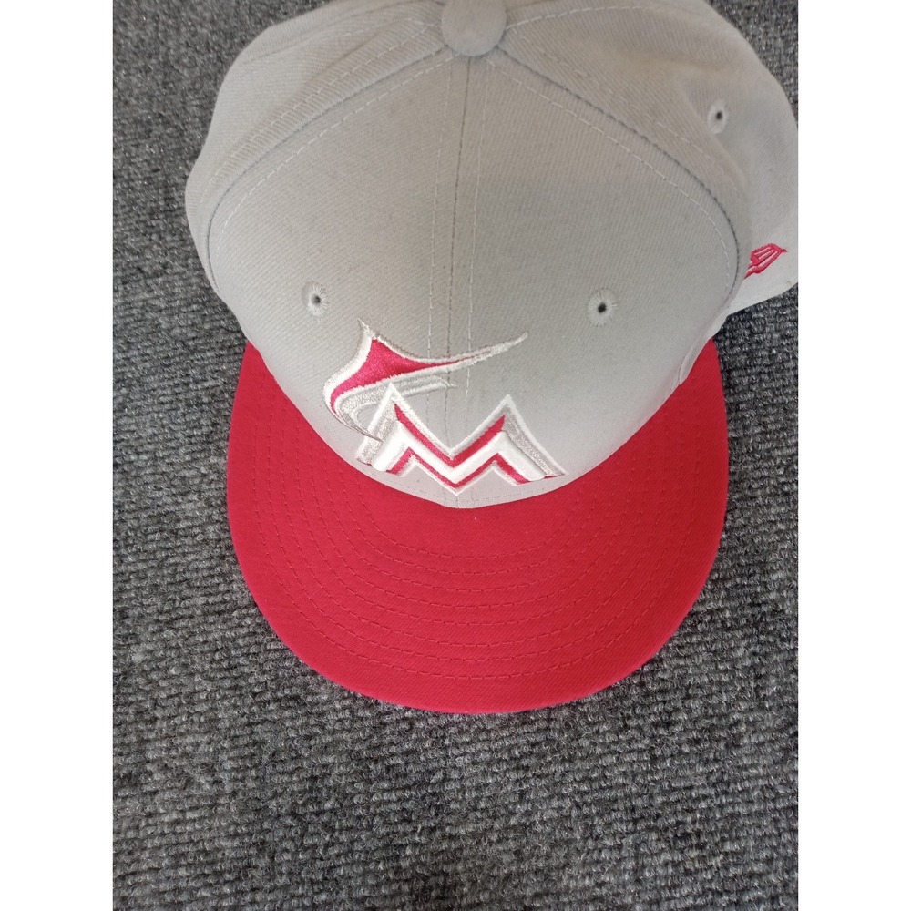 New Era 59 Fifty Miami Marlins Fitted 7 5/8 Embroidered Gray Hot Pink NWOT - Picture 5 of 15